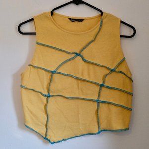 NWOT Stitch Trim Asymmetrical Sleeveless Crop Top
